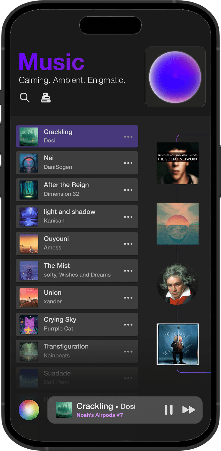 Screenshot of a music vibe in a mobile app